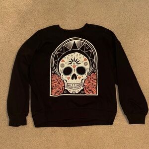 Black Men's Skull Graphic Crewneck Sweatshirt